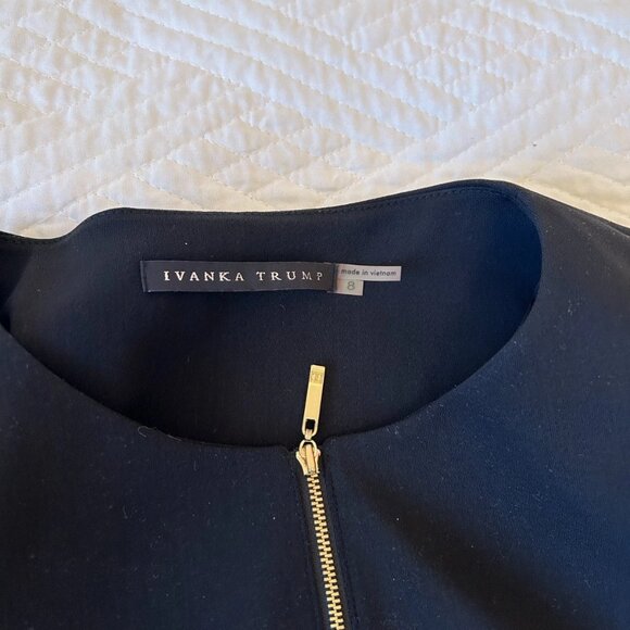 Ivanka Trump Black Suit Set: Zip-Front Jacket (8) Slim Pants (6) - Gold Detail - Picture 4 of 9